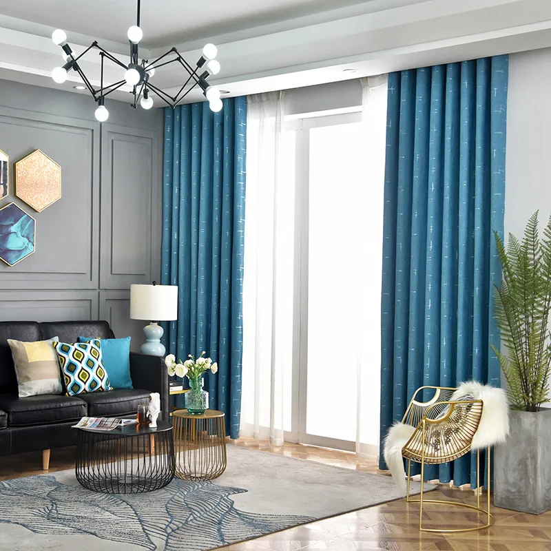 2020 современные синие и серые светонепроницаемые шторы для гостиной спальни