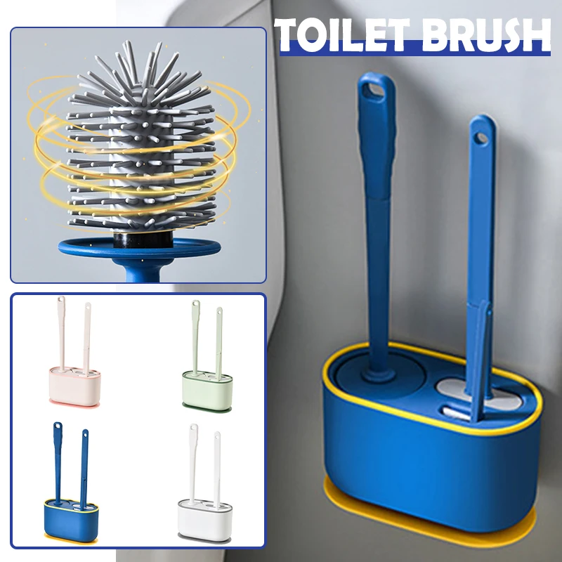 

Набор щеток для туалета 3-в-1 с полым дном и мягкой щетиной из ТПР, настенное крепление/напольный инструмент для чистки ванной комнаты, щетка ...