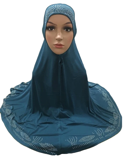 Dark Green Один кусок Hijab шарф Мусульманский Amira молитва Khimar шляпа Женщины исламский головной убор над головой тюрбан, головной платок полное покрытие поклонения службы - Цвет: Dark Green