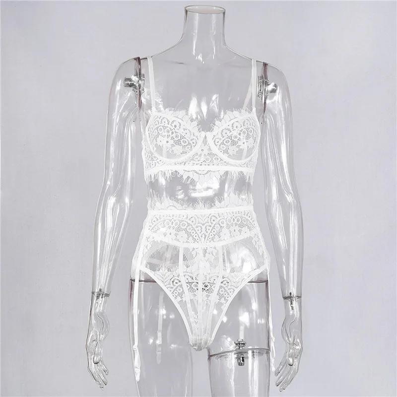 

Women Sexy Lace Underwear Sets Perspective High Waist Patchwork Briefs Ladies Hollow Lingerie Two-piece