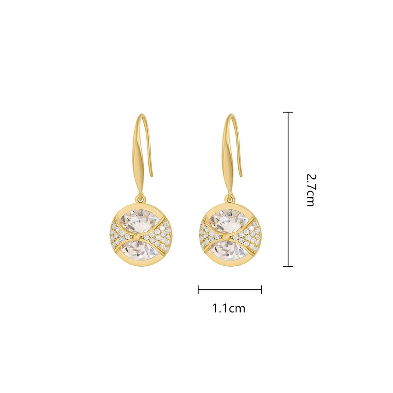 

Korean Fashion Simple Round Rhinestone Bow Drop Earrings For Women Elegant Sweet Waters-Drops Zircon Earing Wedding Jewelry