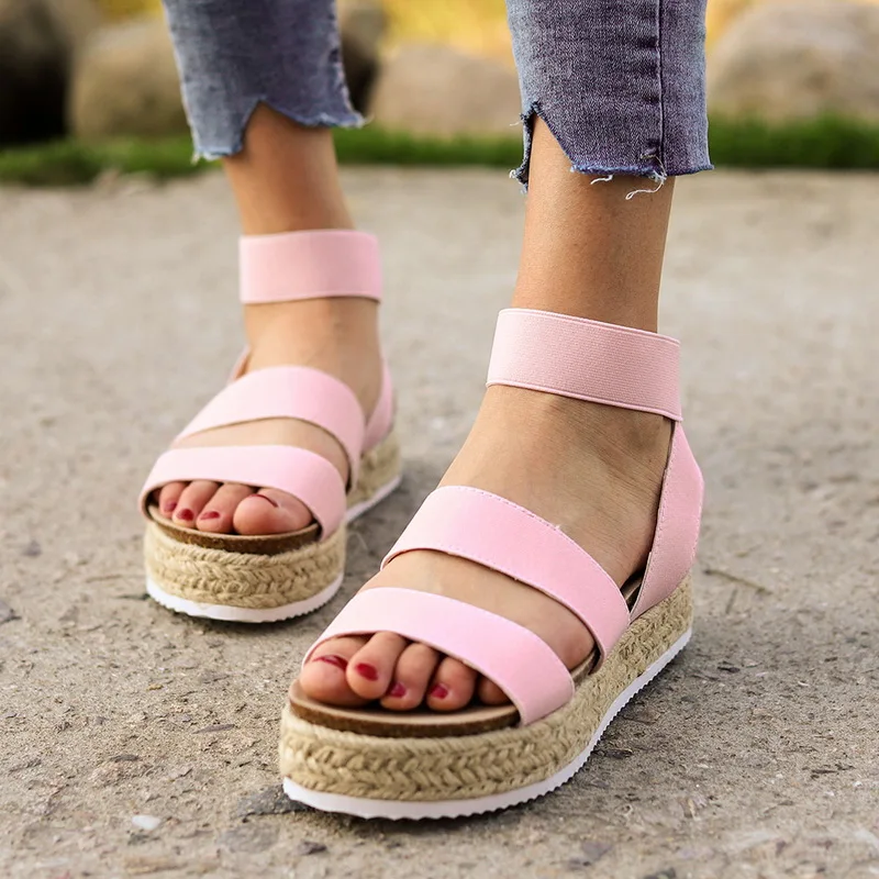 

New Summer Shoes Slip-on Woman Sandals Wedges Shoes Women Mid Heels Sandals 2020 Flip Flop Chaussures Femme Platform Sandals
