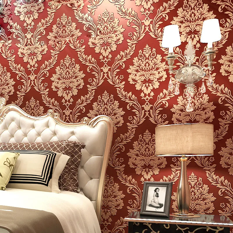 3d Non-self-adhesive European Luxury Gold Non-woven Waterproof Wallpaper Living Room Bedroom Clothing Store | Дом и сад