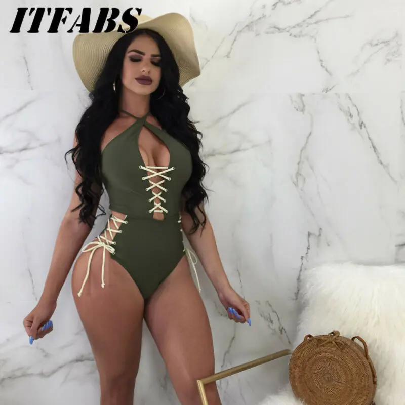 Новые женские пляжные купальники Цельный купальник бикини с подкладкой монокини