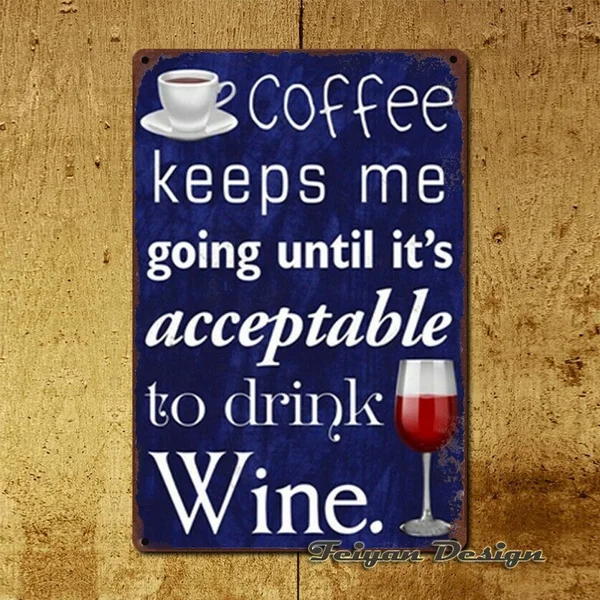 

Coffee Wine Vintage Metal Wall Sign Hanging Tin Signs Home Cafe Pub Bar Wall Art Decor