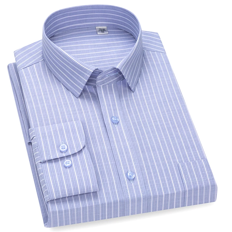 Мужская рубашка из 100% хлопка, стильные полосатые мужские рубашки с длинным рукавом, мужские деловые повседневные строгие рубашки