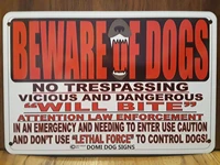 warning notice metal plate beware of dogs family courtyard kennel dog yard wall decoration metal tin sign 8x12 or 12x16 inches