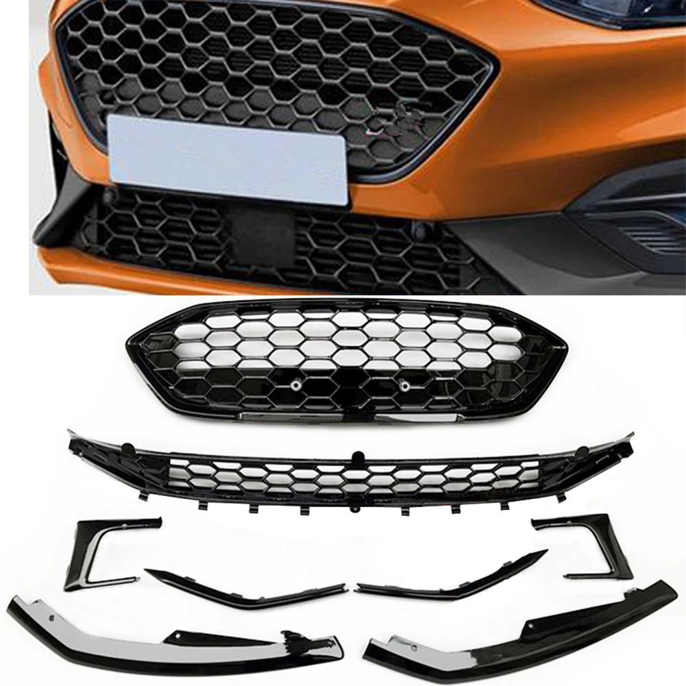 Для Ford Focus гриль бампер Передняя Верхняя Нижняя Gille глянцевый черный