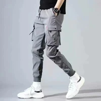 elastic waist cargo pants mens korean versatile male ankle banded pants large size 5xl casual sports sweatpants black grey