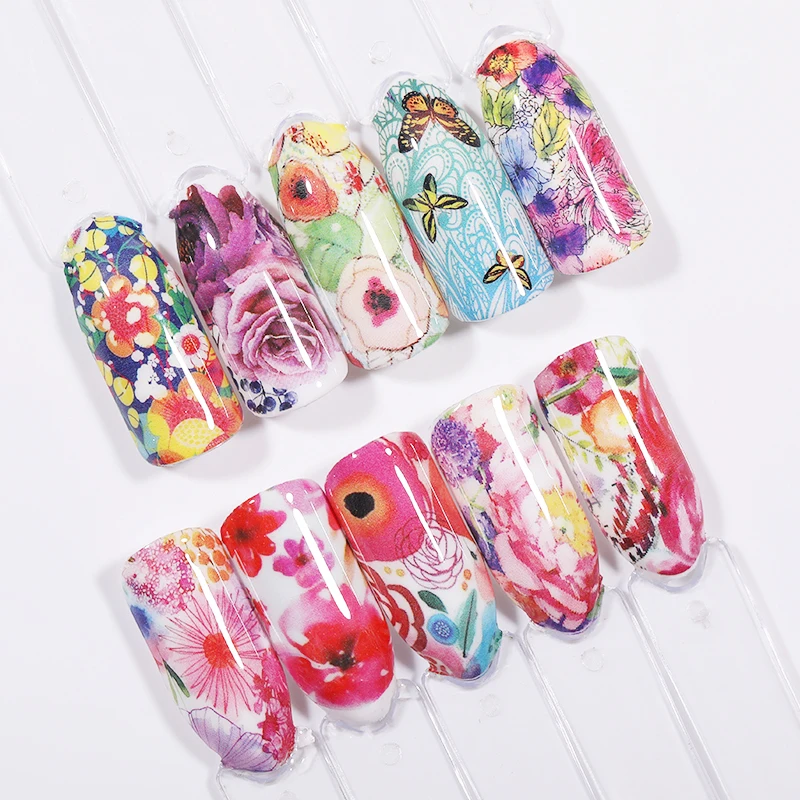 1 Набор красочных наклеек для дизайна ногтей цветок животные водные переводные