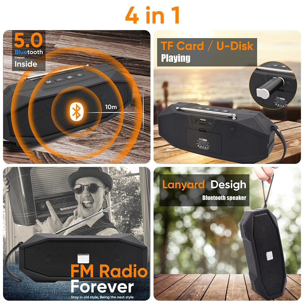 Deelife Bluetooth динамик с fm-радио приемником стерео беспроводной BT 5 0 TWS Портативная