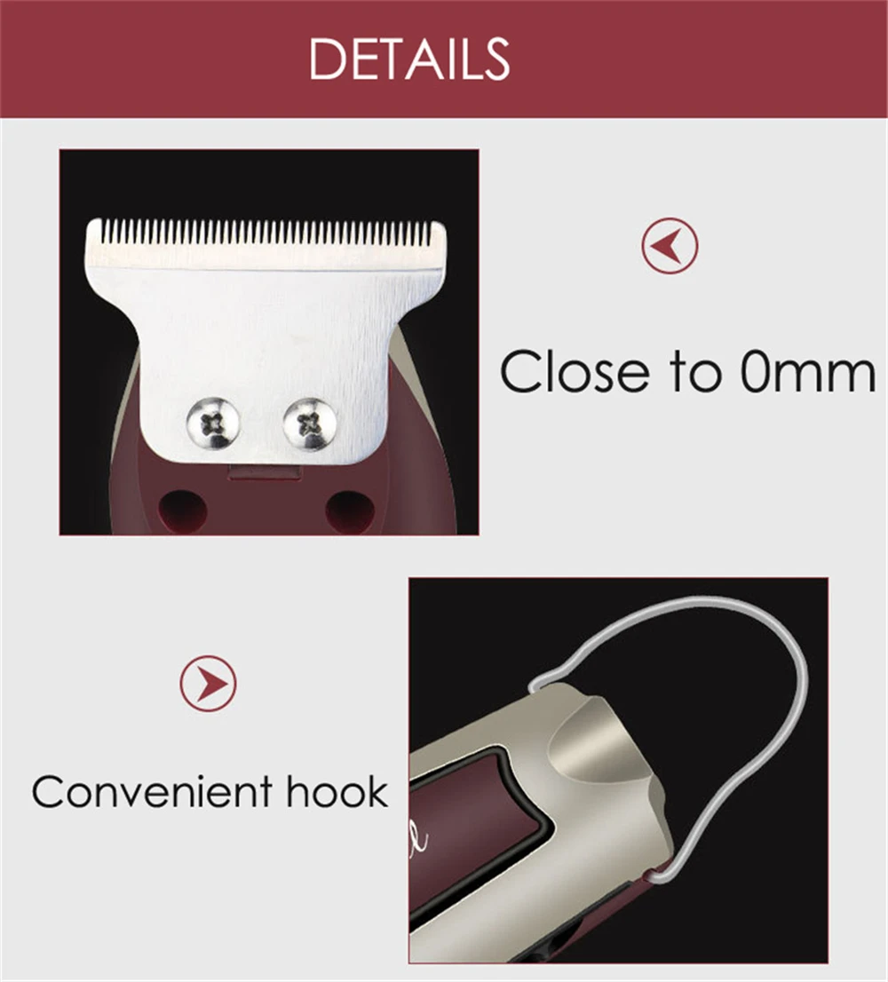 100-240V Hair Trimmer professional Hair Clipper Beard Trimmer Men's Hair Cutter Barber haircut machine 0.1mm Cutting 15W