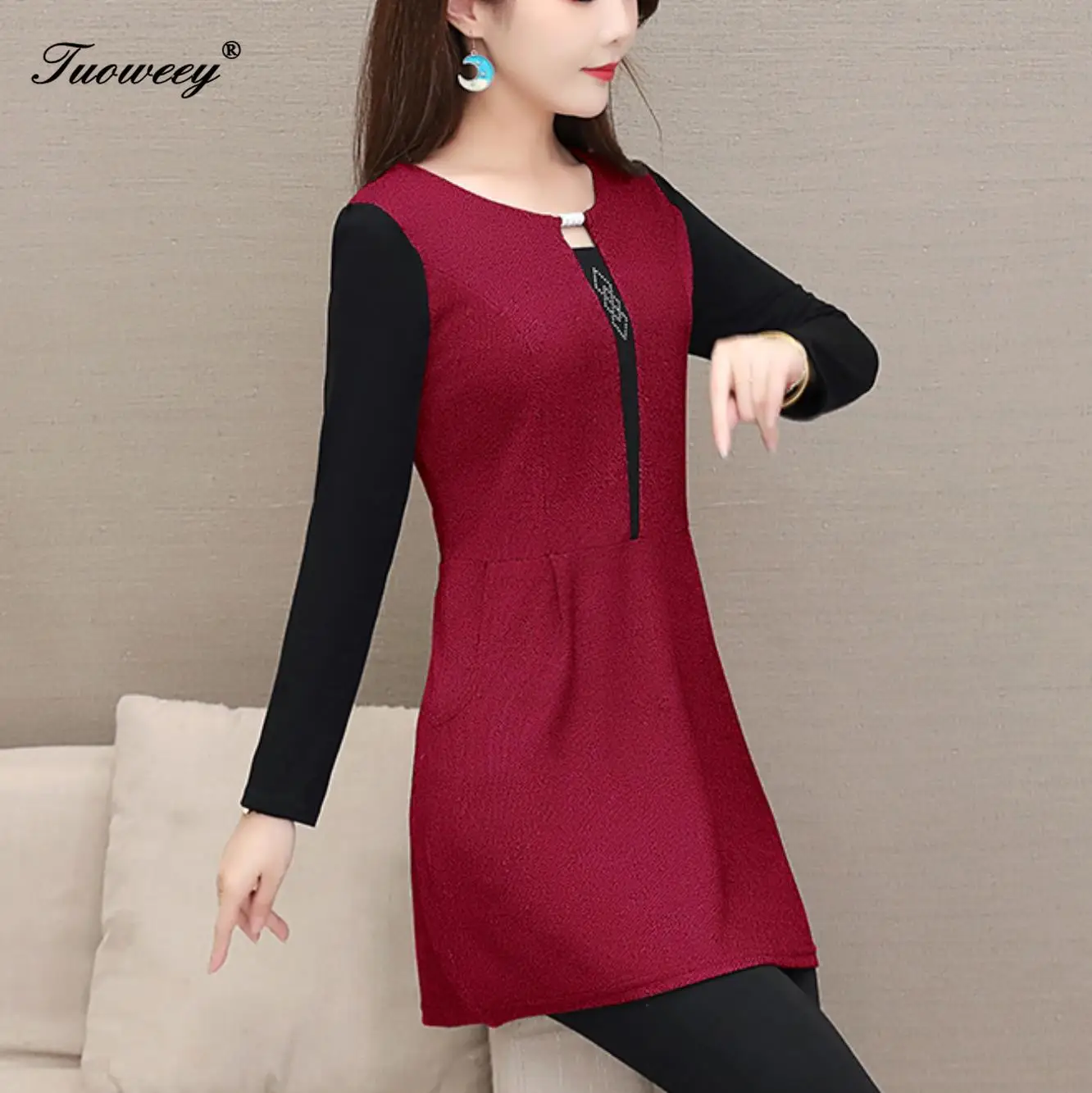 

5XL plus size red Women vintage Blouses 2020 Fashion autumn long Sleeve Shirt Female o neck tops camisas mujer elegant