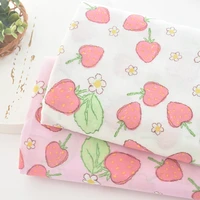 150x50cmpcs baby cotton gauze fabric strawberry double layer cotton fabric clothes pajamas childrens clothing pants diy