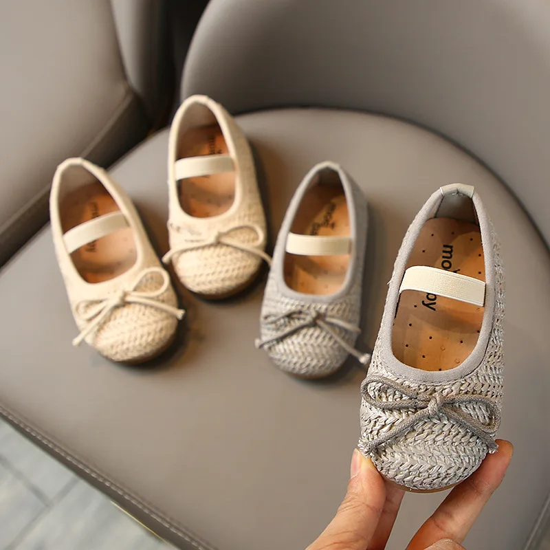 2020 Весна Девушки Высокая обувь Эластичная лента детская с бантом бабочкой Туфли