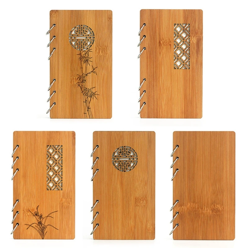 

Wooden Refillable Journal Writing Notebook Diary Bound Daily Notepad A6 Leaf-loose Notepad for Students Adults