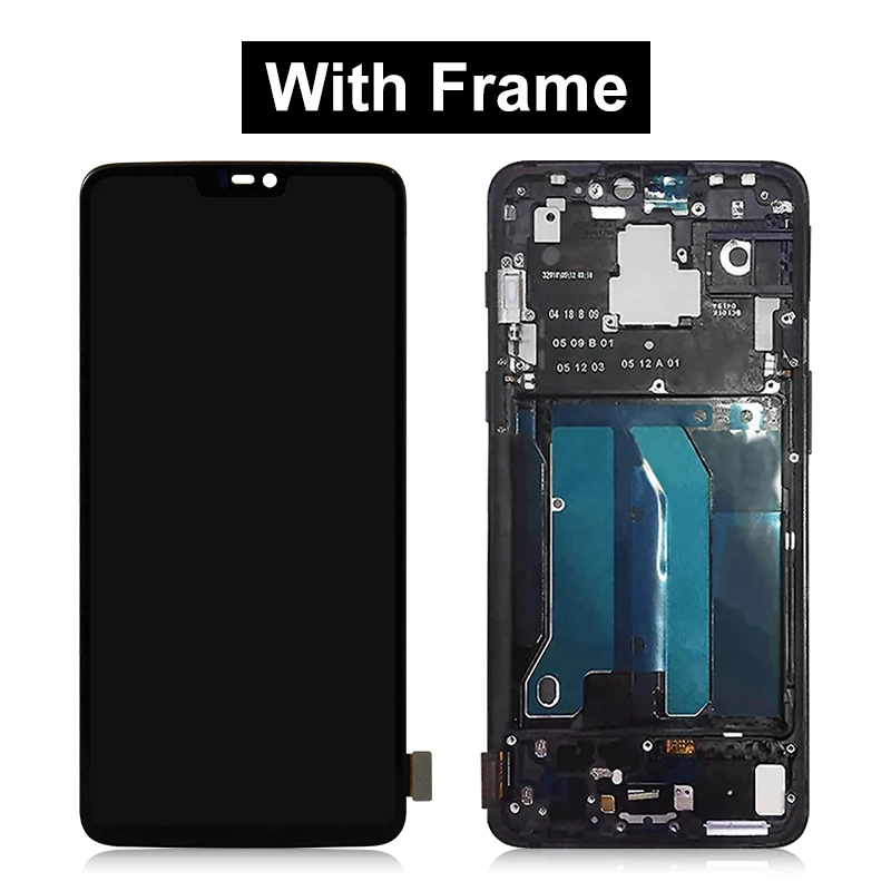 Pantalla t&aacute;ctil LCD Super AMOLED de 6,28 pulgadas para Oneplus 6, piezas de montaje de digitalizador con Marco, 1 + 6-4