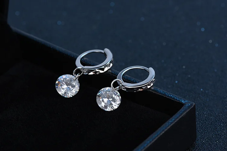 Горячая Распродажа Настоящее 925 пробы серебро ослепительные 8 мм 2ct CZ серьги-гвоздики для женщин модный бренд S925 серебряные ювелирные изделия подарок