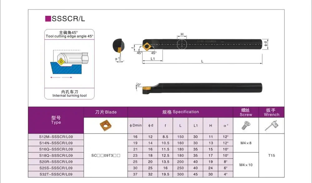 

BEYOND SSSCR S12M-SSSCR09 S14N-SSSCR09 S16Q-SSSCR09 SSSCL09 use SCMT Carbide Inserts Boring Bar Turning Lathe Cutter Tool Holder