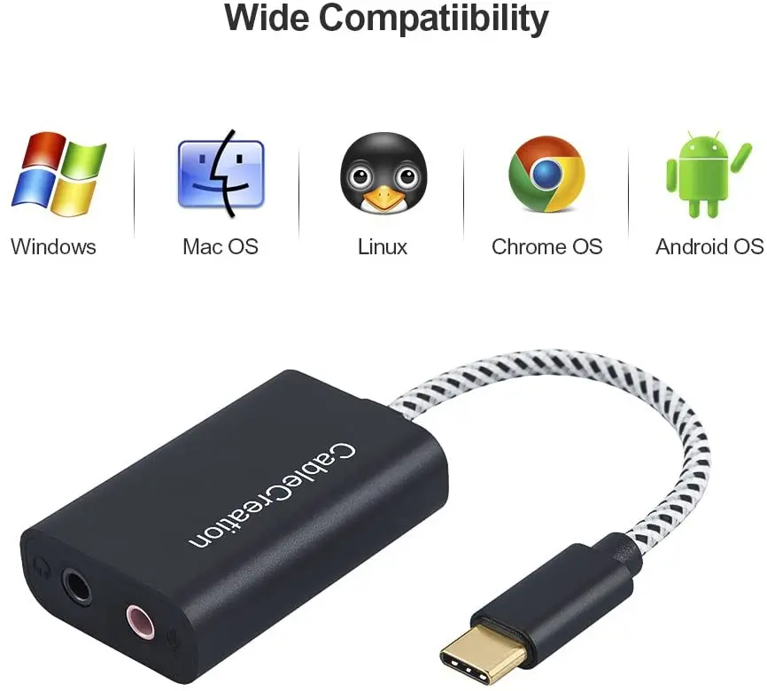 Адаптер для микрофона USB-C внешняя стереозвуковая карта Type-C с аудиоразъемом 3 5 мм