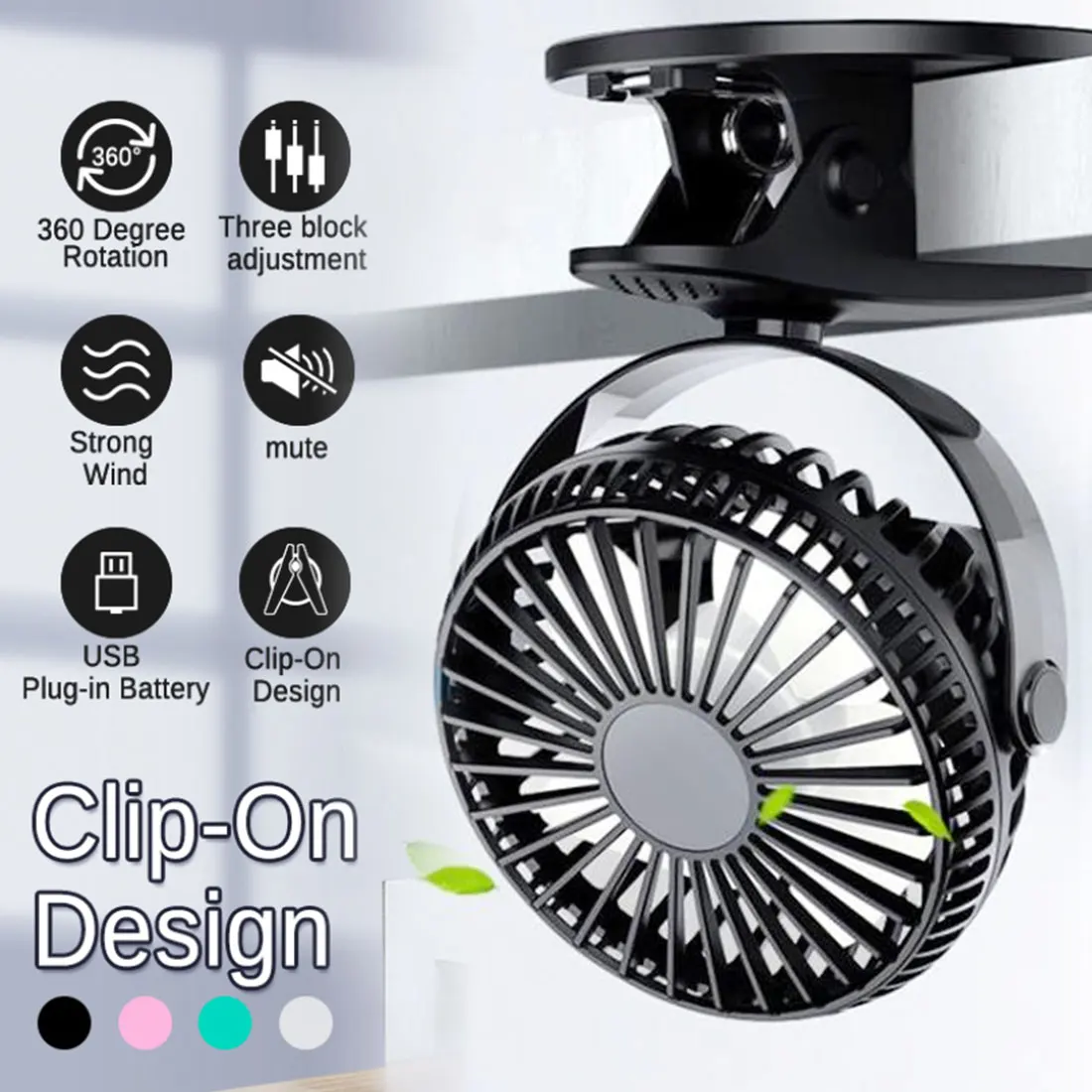 

New Hot Sale USB Rechargeable Clip Desktop Table Fan 360degree Rotating Ventilator Mini Portable Clamp Fan With Air Cooler Fan