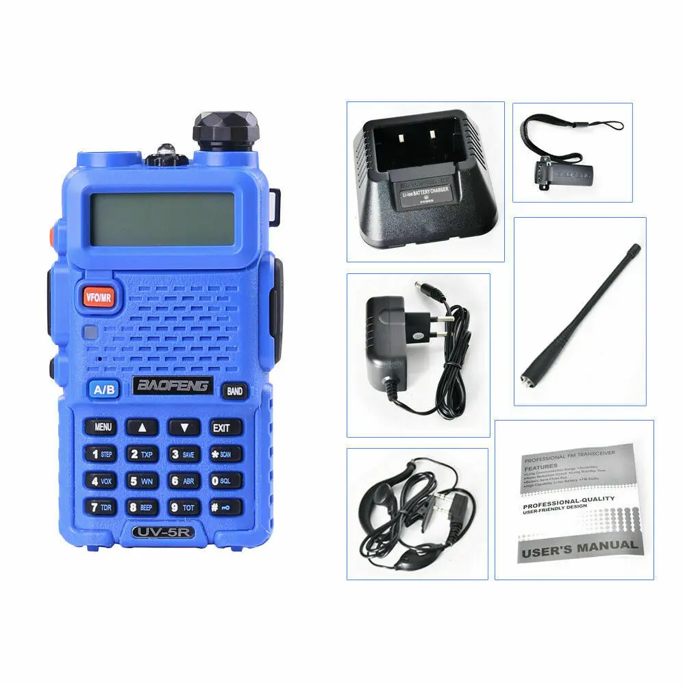 Blue Baofeng рация UV-5R двухдиапазонный УКВ аналоговый портативный Профессиональный двухсторонний радио FM Transeiver - Цвет: Blue