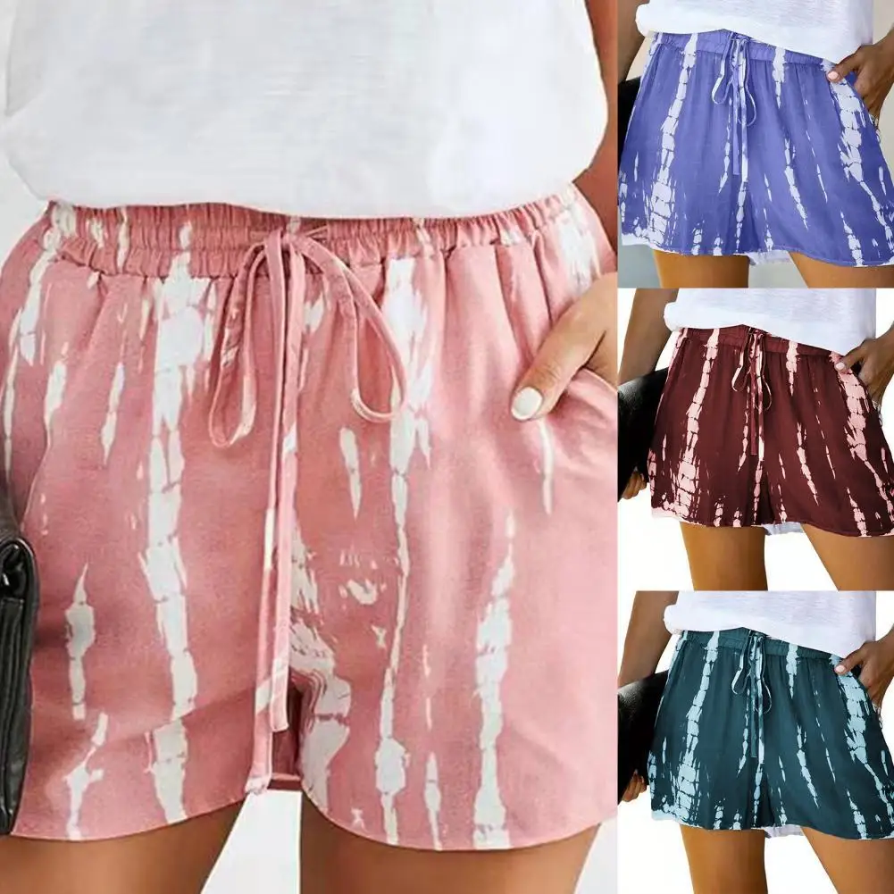 

Women Shorts Tie Dye Shorts Pockets Stripe Cotton Women Comfy Drawstring Shorts Summer Club striped shorts шорты женский 2021