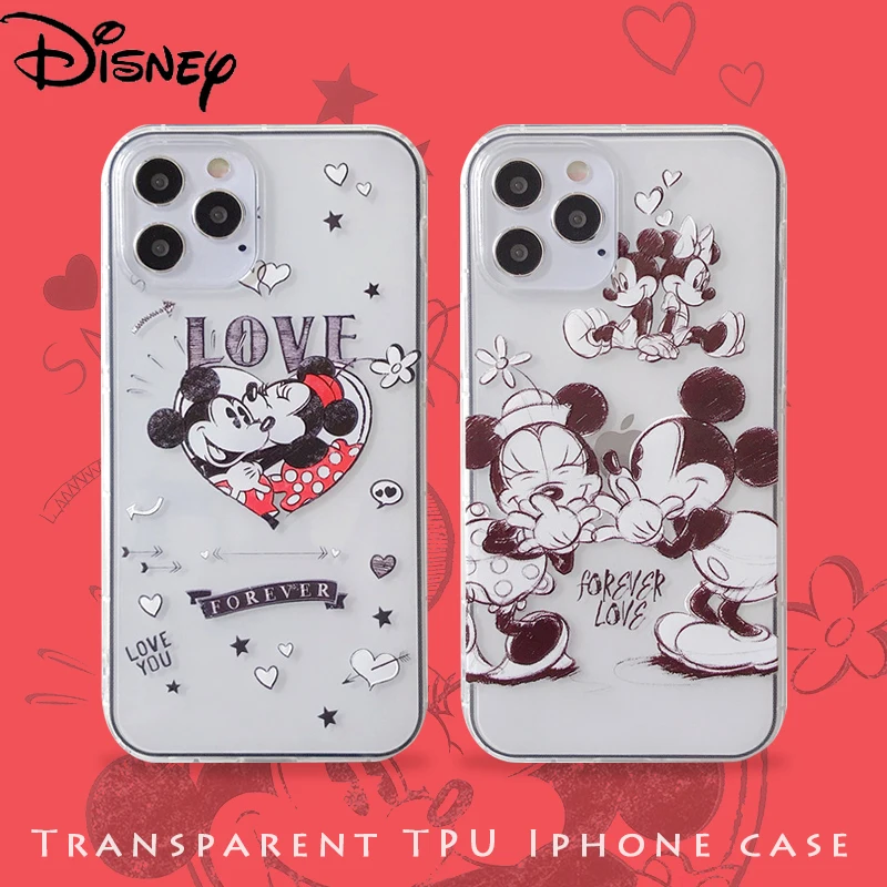 

Disney phone case for iPhone11/11pro/11promax/7/8p/xs/xsmax/se/xr/12promax/12mini cartoon Minnie and Mickey couple phone cover