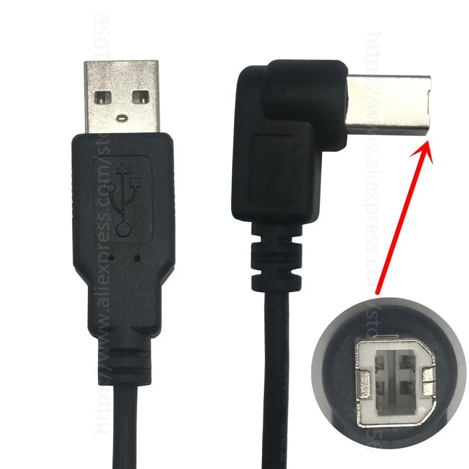 USB кабель высокоскоростной 2,0 A до B Мужской 90 градусов прямоугольный кабель для Canon Brother samsung Hp Epson кабель для принтера 5 футов 1,5 м