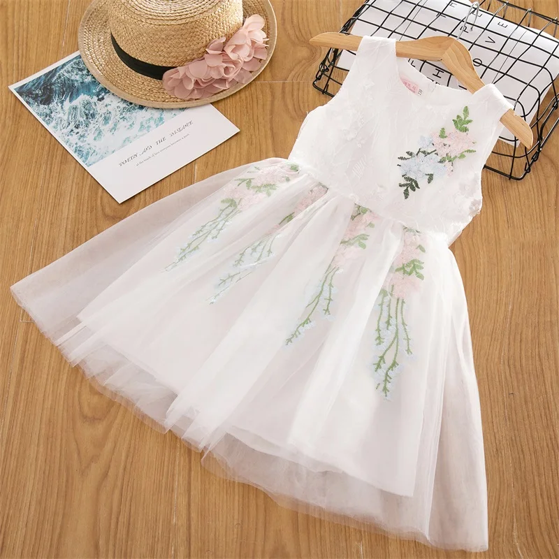Girls Dresses 2019 Summer New Children's Clothing Fashion Style Mesh Embroidered Sweet Baby Girl Princess Infant Dress | Детская