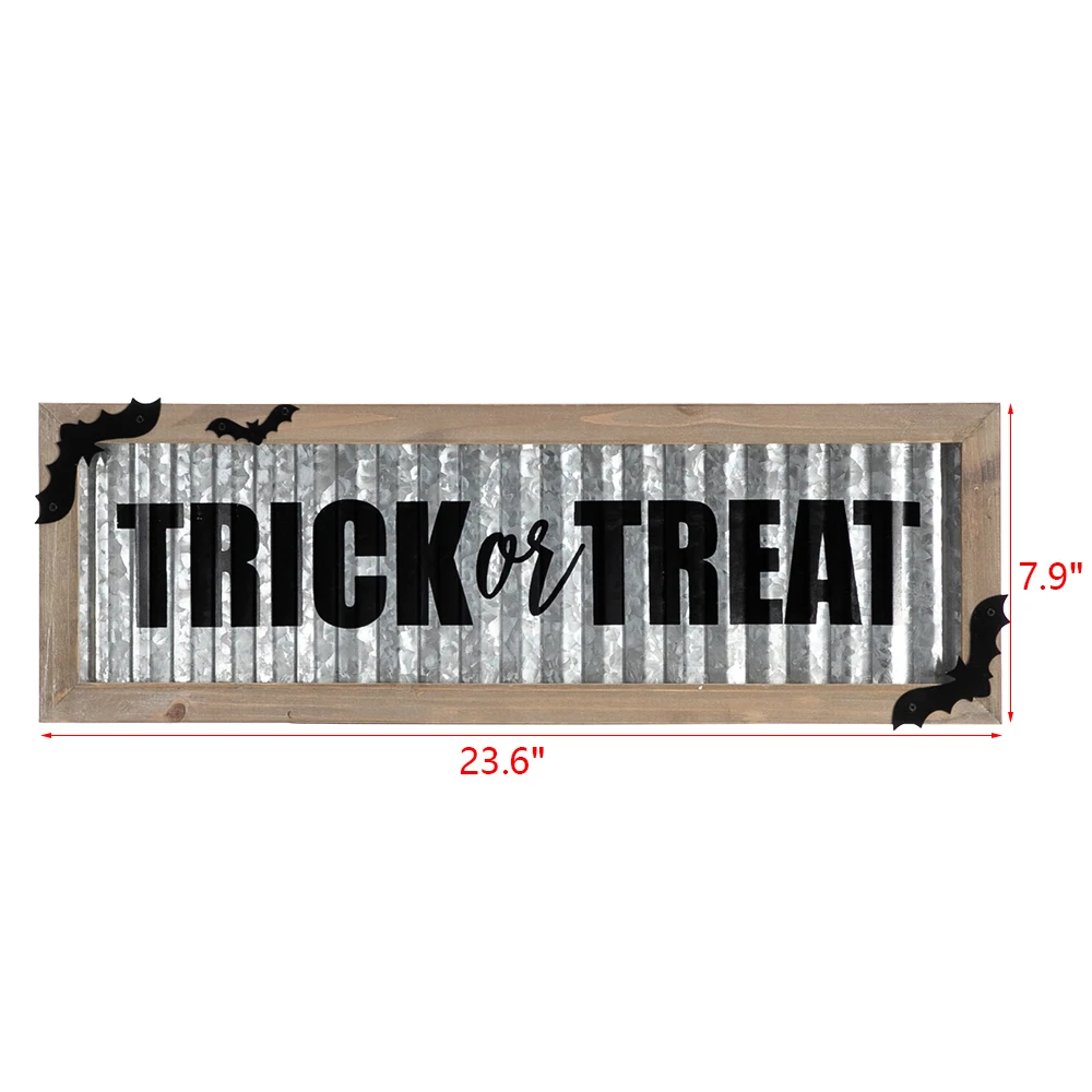 

Durable 1Pcs TRICK OR TREAT Halloween Hanging Sign Holiday Wall Sign Outdoor Using Wall Decors