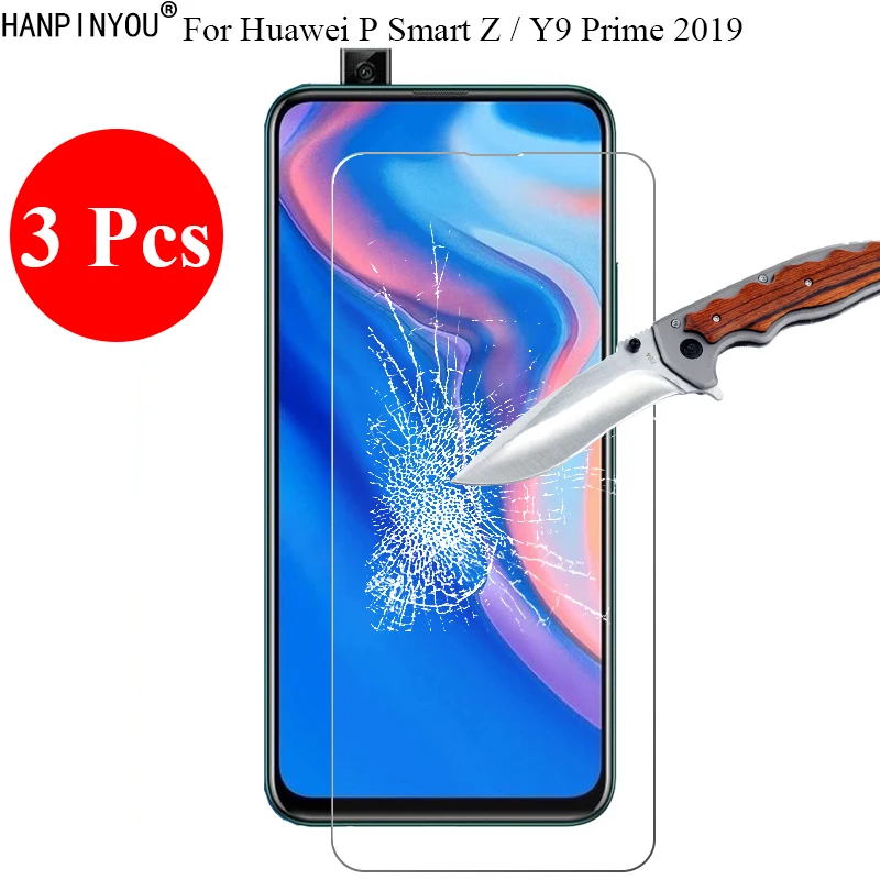 

3 Pcs/Lot New 9H 2.5D Tempered Glass Screen Protector For Huawei P Smart Z / Y9 Prime 2019 6.59" Protective Film + Clean Tools