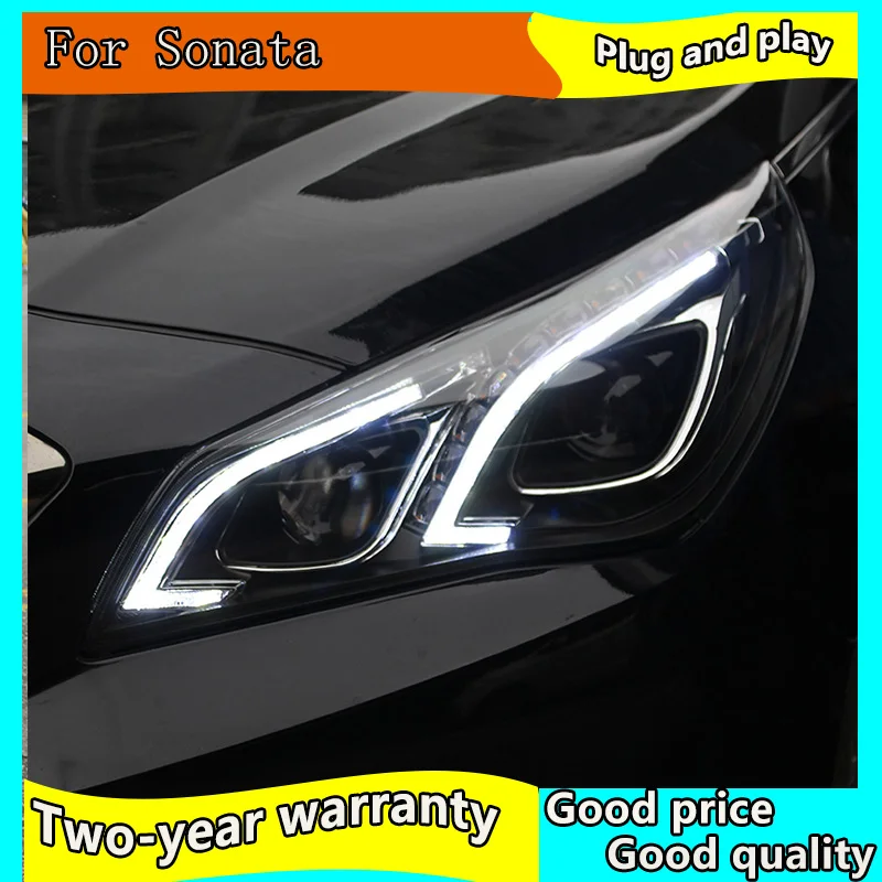Cars Styling Headlight For Hyundai Sonata9 Sonata 9 2015 Headlights LED Running lights Bi-Xenon Beam Fog lights angel eyes