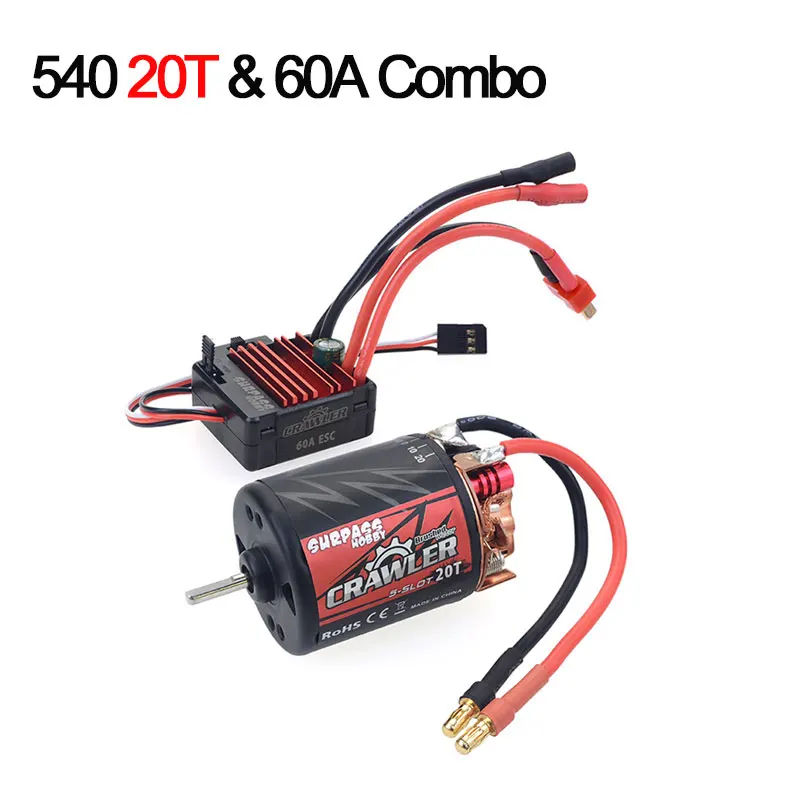 540 20T 60A ESC Водонепроницаемый 5-Slot 540 550 10T 11T 12T 13T 16T 20T матовый мотор w/60A 80A ESC для tamiya Kyosho TRAXXAS WLtoys 1/10 RC автомобиль - Цвет: 540 20T 60A ESC
