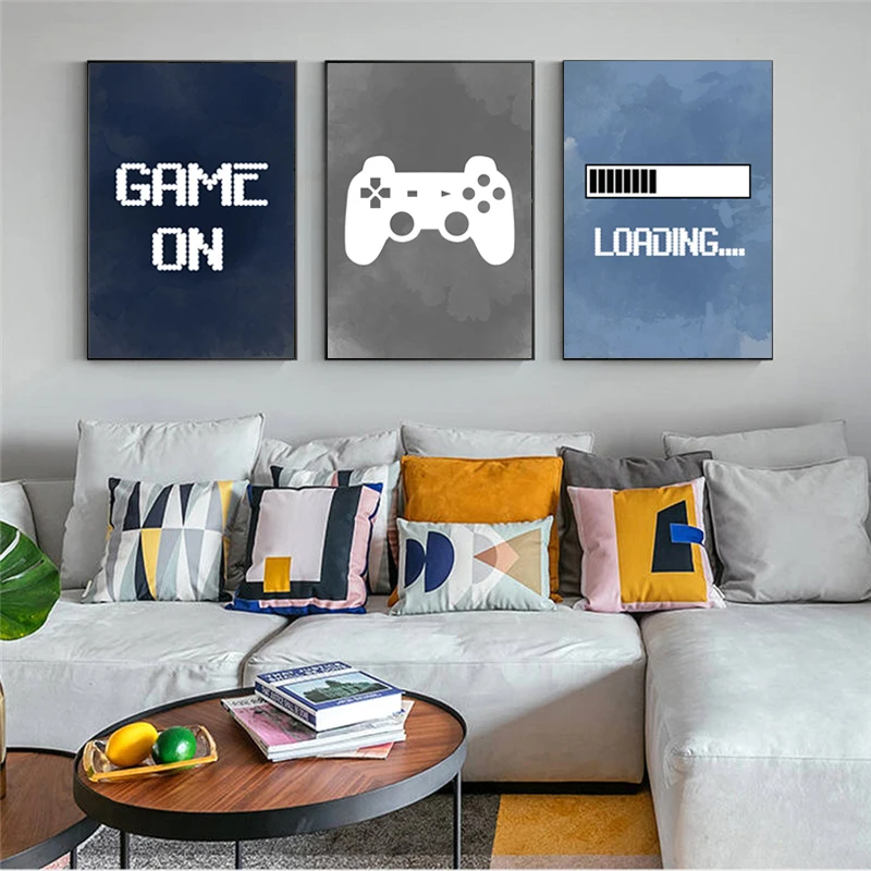 Картина на холсте акварельные игровые Плакаты для мальчиков геймпад иллюстрация
