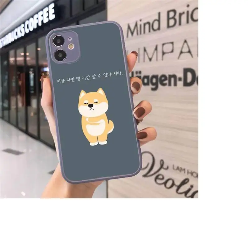 

Japanese cartoon corgi Phone Case Matte Transparent for iPhone 7 8 11 12 s mini pro X XS XR MAX Plus cover funda