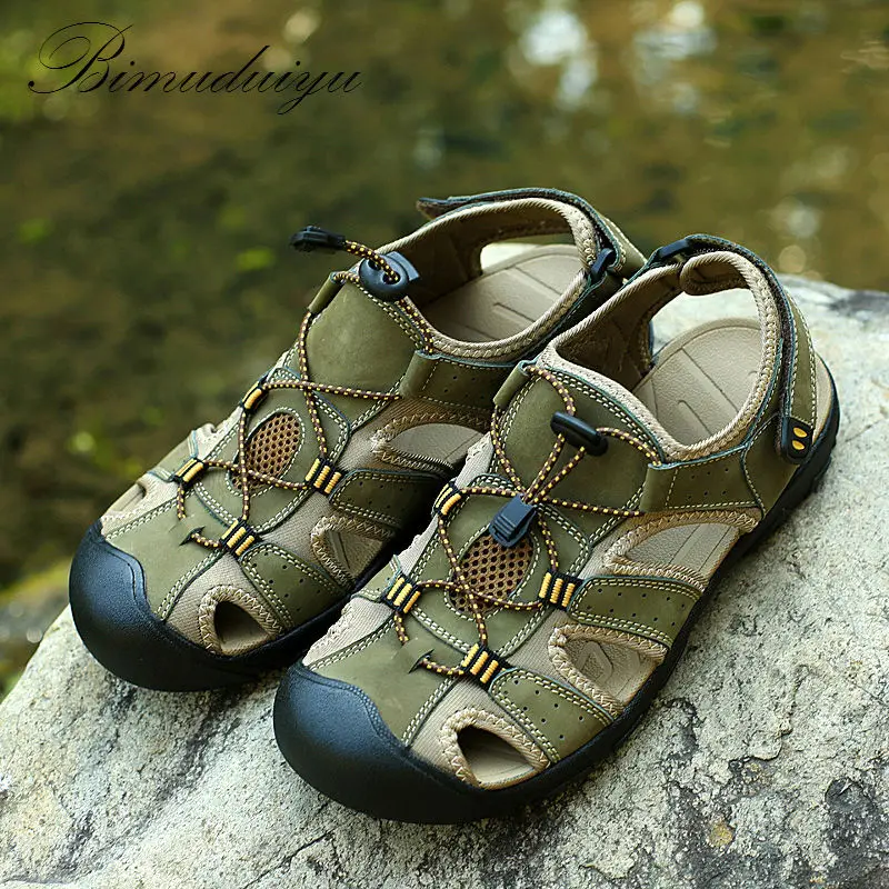 Брендовые защитные мужские сандалии BIMUDUIYU с носком Повседневная качественная