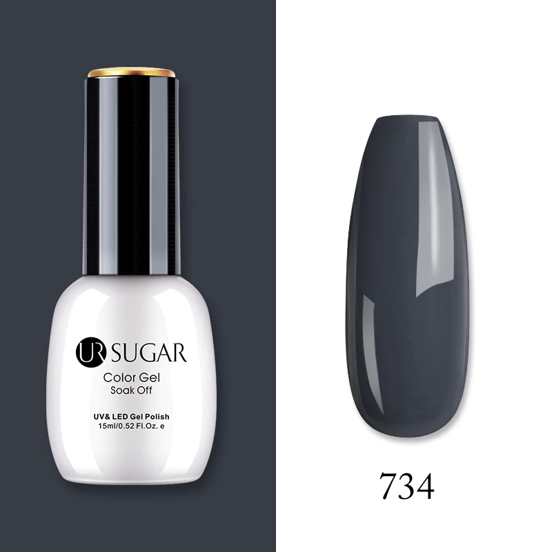 Ur Sugar, 15 мл, Цветной Гель-лак, гибридный лак для ногтей, для маникюра, УФ-светодиодный Полупостоянный гель для ногтей, впитывающий Гель-лак, базовое верхнее покрытие - Цвет: 734