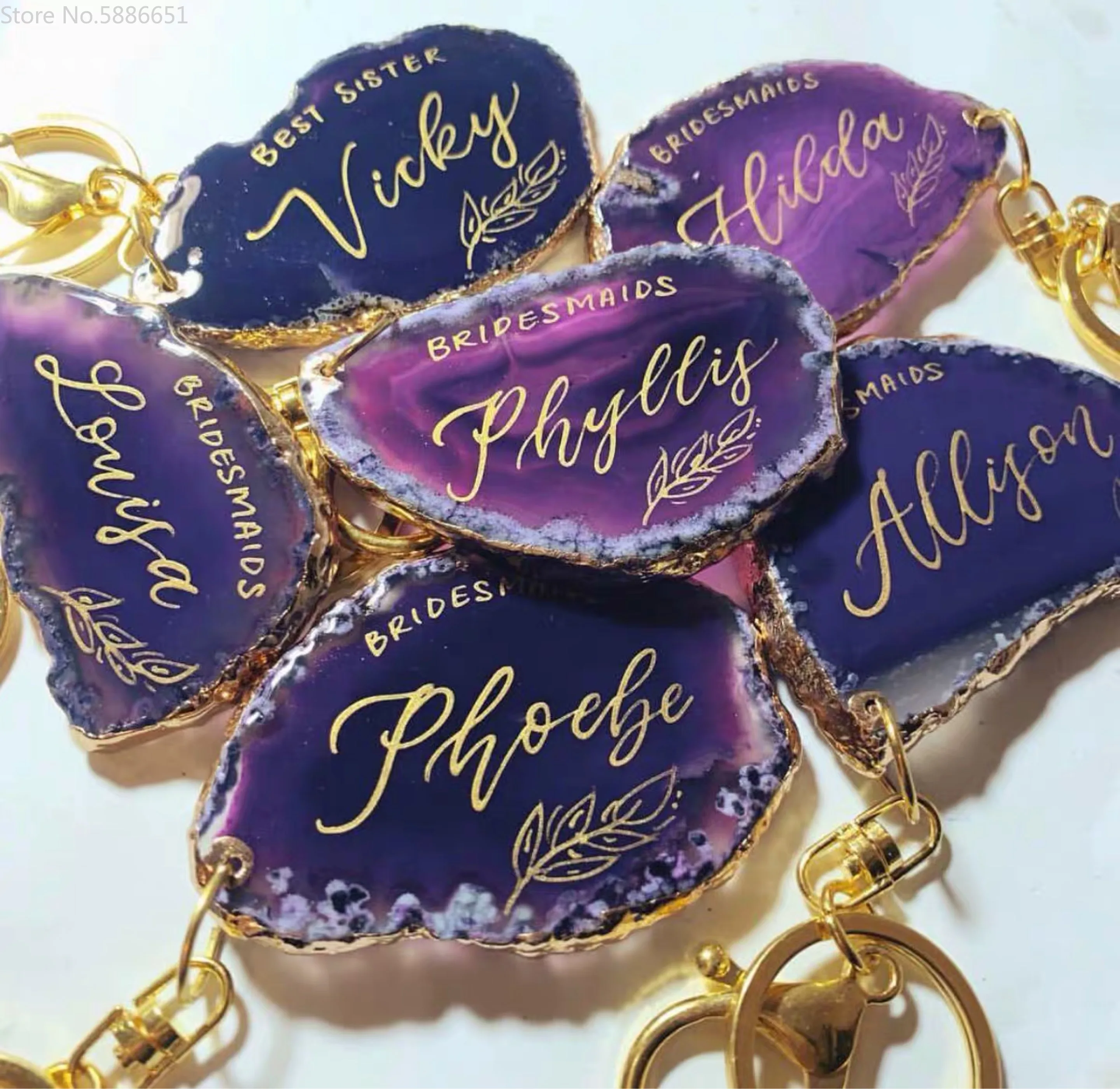 

1pcs Custom logo Natural Agate Anniversary Festival Birthday Party Table Number Wedding Decoration Bride Bridesmaid Gifts