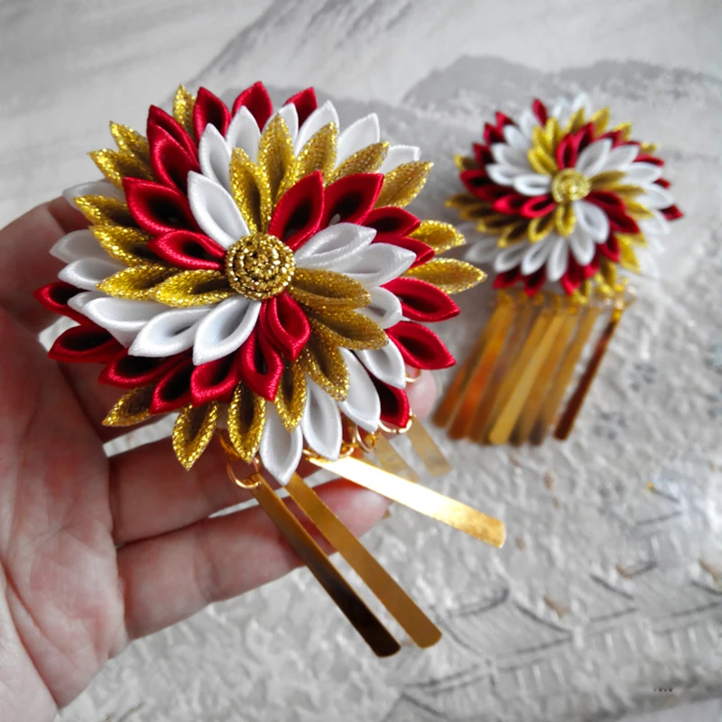 1 шт. заколка для волос ручной работы в японском стиле с цветами и кисточками