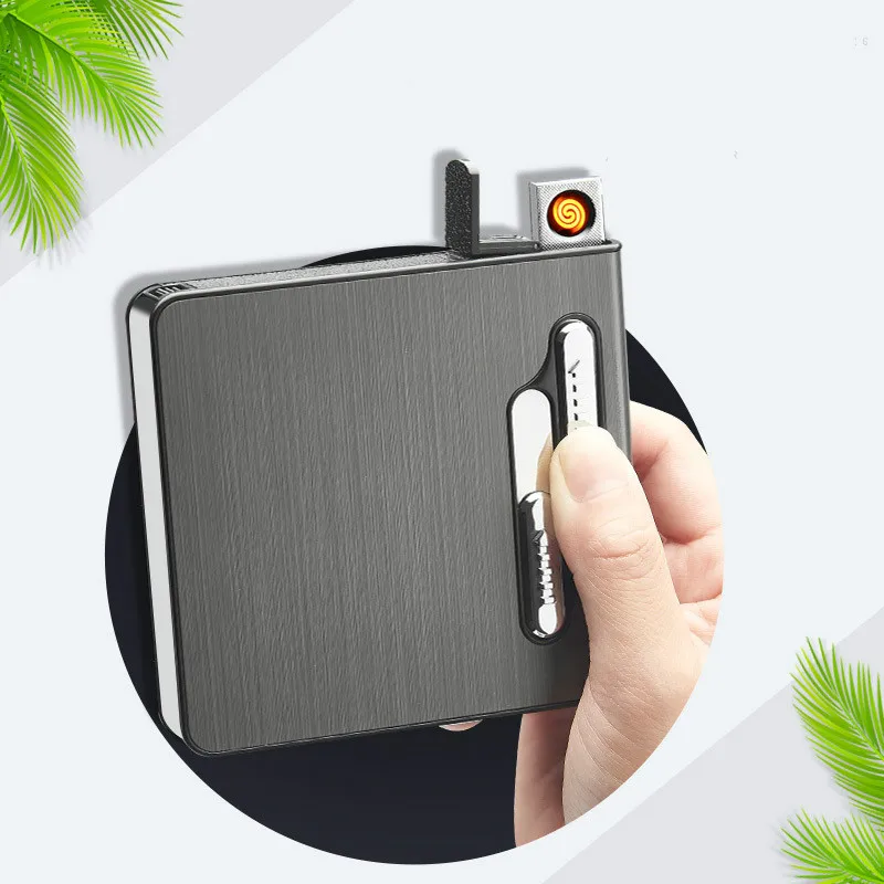 Новый креативный 20 сигарет пакет дым чехол с электронная USB Зажигалка
