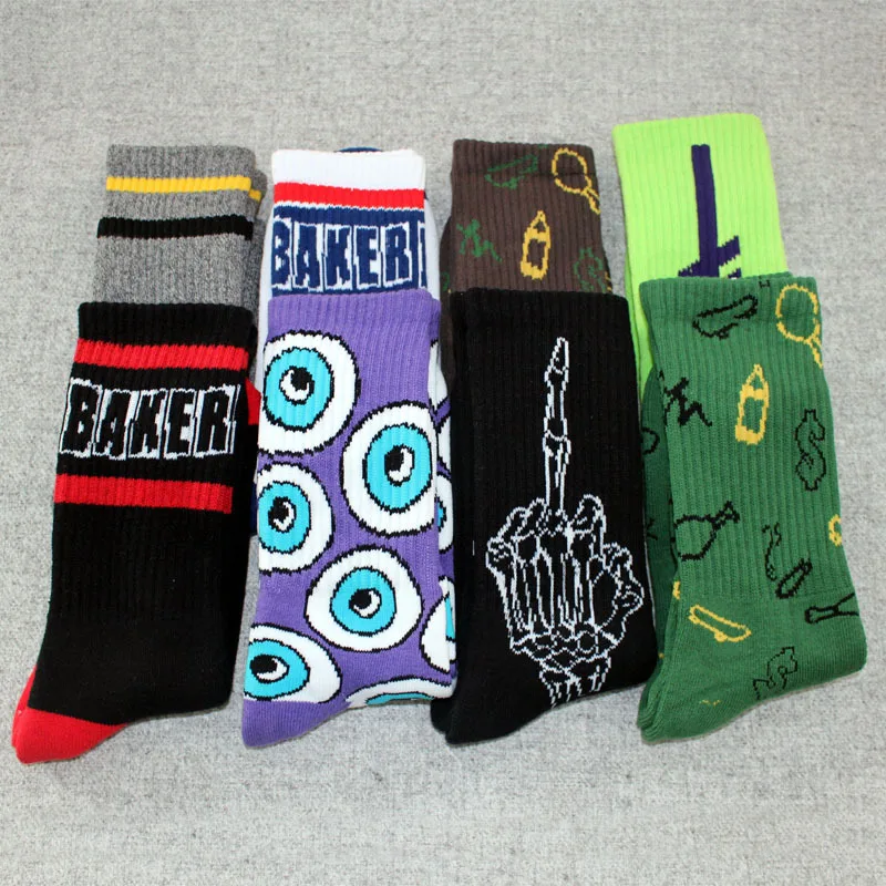 

1 pair/lot New Fashion Jasper Baker Harajuku Style odd Thick Terry happy Socks Skateboard Cotton men's socks