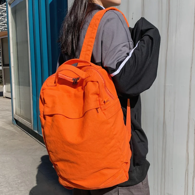 

Холщовый Рюкзак Унисекс с защитой от кражи, большая школьная сумка для женщин, однотонная Повседневная дорожная сумка для ноутбука для мужч...