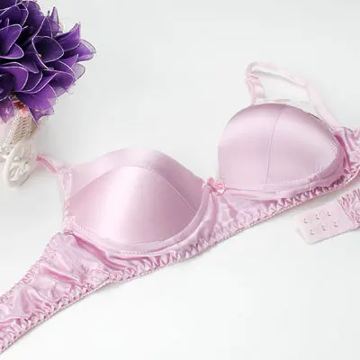 LIGHTPURPLE W001 Бюстгальтер из чистого шелка, двусторонний, натуральный шелк, Проволочная губка, тонкий, шелк тутового шелкопряда, Шелковый бюстгалтер 34/75-42/95AB - Цвет: LIGHTPURPLE W001
