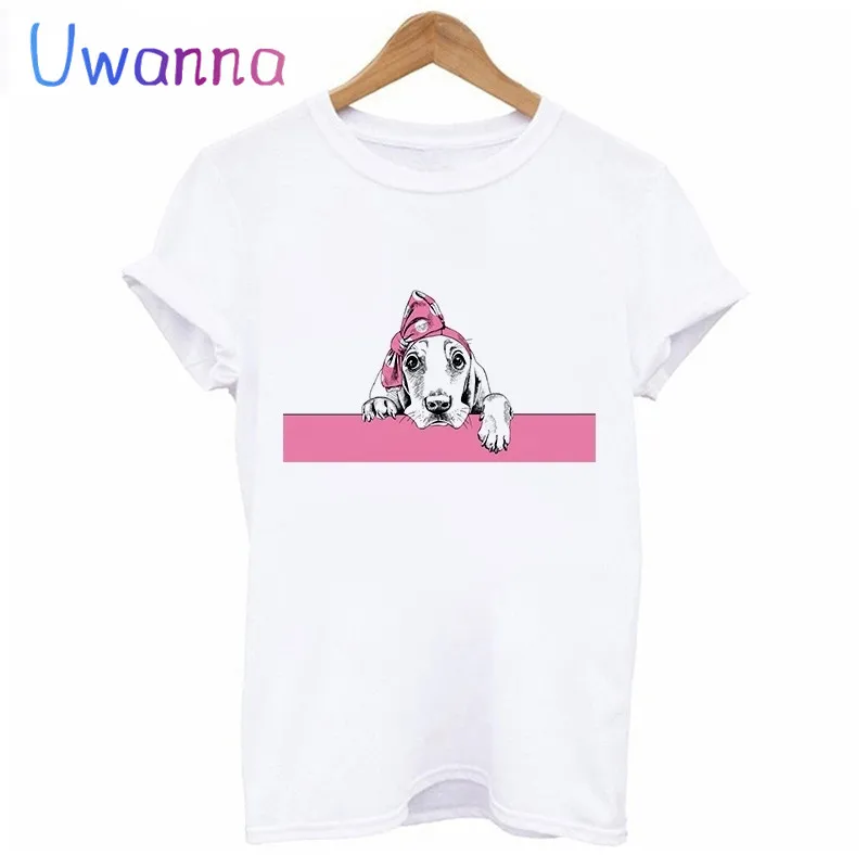 

Женские футболки, повседневные белые топы с принтом крутой собаки в стиле Харадзюку, летняя женская футболка, футболка с коротким рукавом и мультипликационным принтом, женская одежда