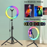 13inch 33cm led selfie rgb ring light with tripod holder for youtube video colorful photography light photo studio lamp