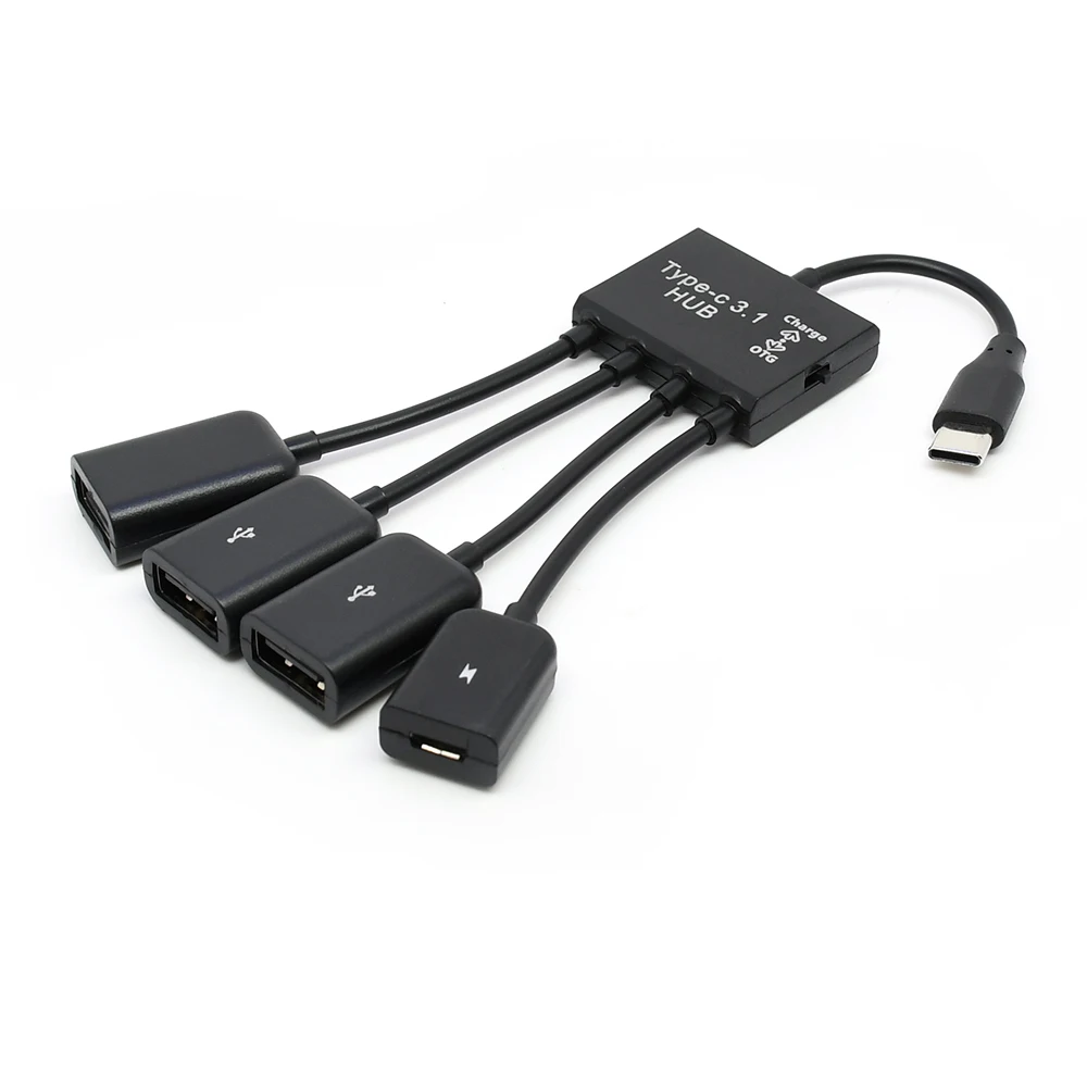 

USB3.1 Type-c Cable USB-C to Dual USB2.0 Female cable HUB with Micro USB power for tablet laptop mobile phone