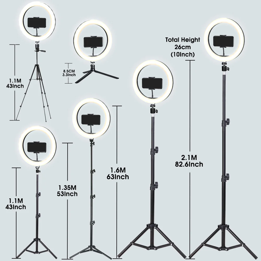 Selfie Led Ring Light with Tripod Stand Overhead Arm Clip For Phone Desktop Laptop Lights Live Stream Video Recording Youtube |