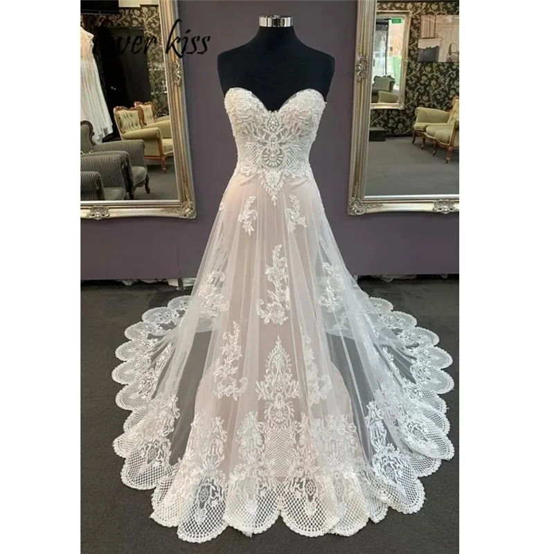 

Lover Kiss Vestidos De Casamento Boho Lace Wedding Dress 2021 Sweetheart Corset Back Bride Dress Bridal Gowns Robe de Mariage