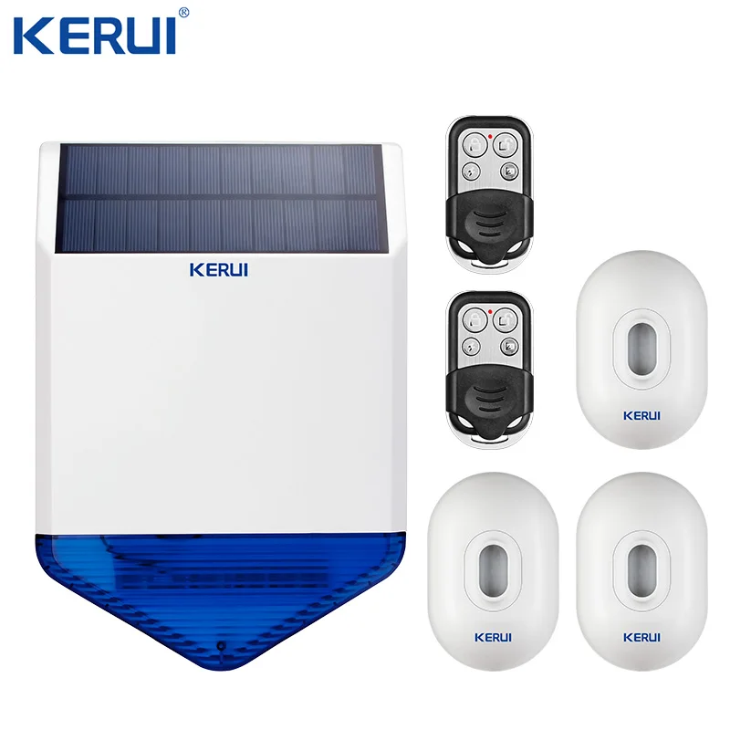 KERUI SJ1  Solar Siren Outdoor Wireless Solar Strobe Flash  siren Outdoor Motion Sensor Remote Control as Home alarm kit
